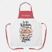 Kitchen Heartfelt Bake With Love Quote Personalize Schort (Voorkant)