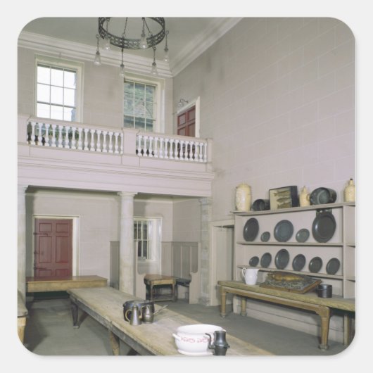 Kitchen Interior midden 18e eeuw Vierkante Sticker (Voorkant)