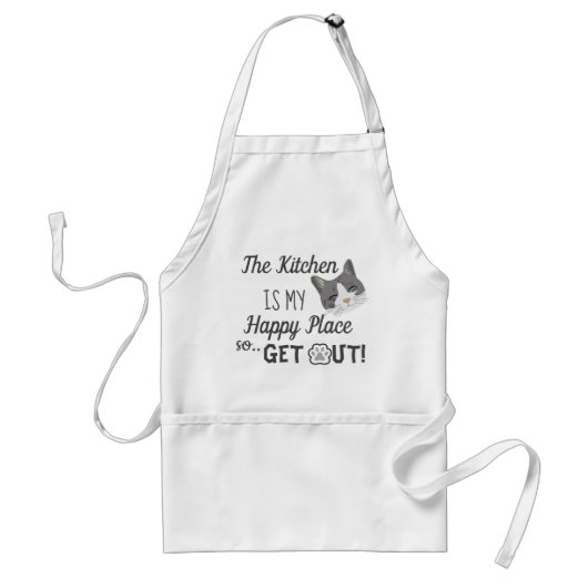 Kitchen is mijn Happy Place Cat Lovers Standaard Schort (Voorkant)