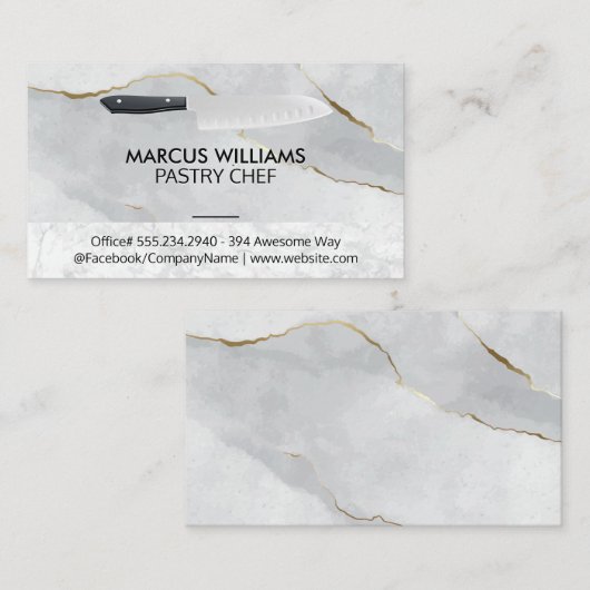 Kitchen Knife | Marmer Visitekaartje (Voorkant / Achterkant)