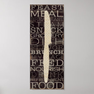 Kitchen Knife met woorden Poster