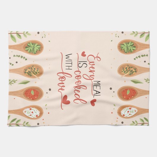 Kitchen Love - Serviette culinaire de coeur (Horizontal)