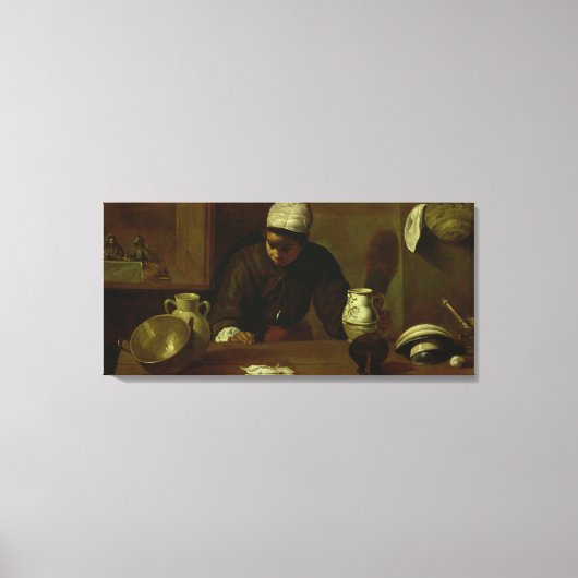 Kitchen Maid with the Supper at Emmaus, c.1618 Canvas Afdruk (Voorkant)