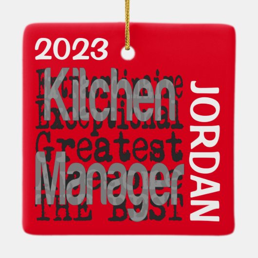 Kitchen Manager Extraordinaire CUSTOM Keramisch Ornament (Achterkant)