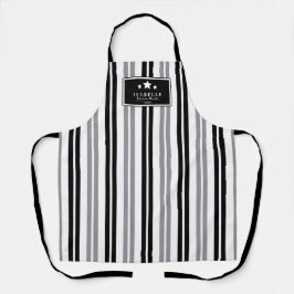 Kitchen Master Stars black and grey stripes Apron Schort