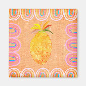 Kitchen Pineapple Folk Art Style Magneet (Voorkant)