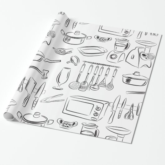 Kitchen Sketch Cadeaupapier (Uitgerold)