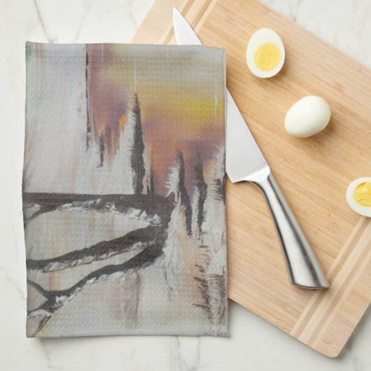 Kitchen Towel Ann Hayes Painting Winter Scene Theedoek (Quarter Fold)