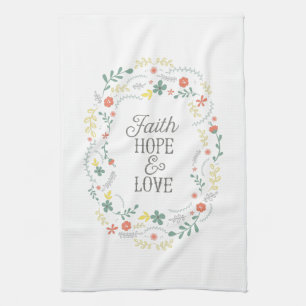 Kitchen Towel Bijbelse Schrift Faith Hope Love Theedoek