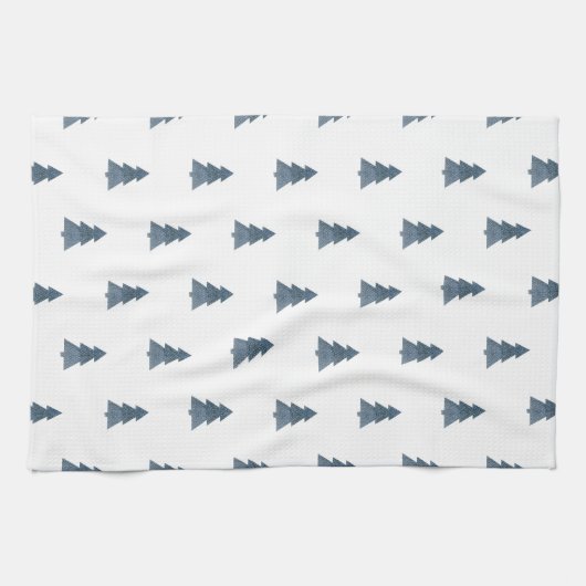 Kitchen Towel - Blue Christmas Trees Pattern Theedoek (Horizontaal)