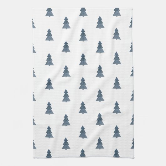 Kitchen Towel - Blue Christmas Trees Pattern Theedoek (Verticaal)