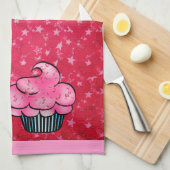 Kitchen Towel Cute Pink Cupcake Aangepast Theedoek (Quarter Fold)