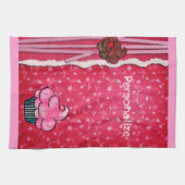 Kitchen Towel Cute Pink Cupcake Aangepast Theedoek (Horizontaal)