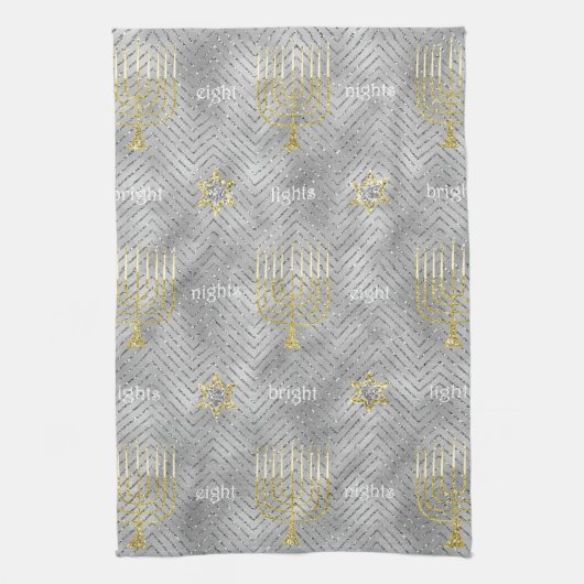 Kitchen Towel "Hanukkah Elegant Menorahs" Theedoek (Verticaal)