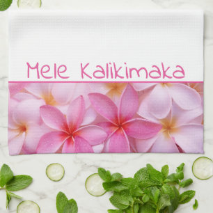 Kitchen Towel-Kerstmis Mele Kalikimaka Plumeria Theedoek