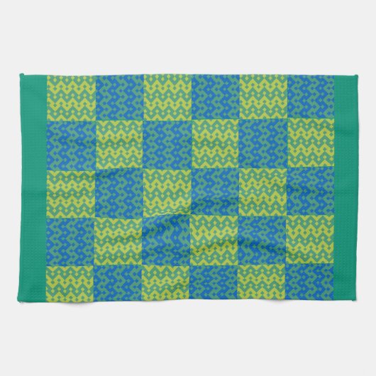 Kitchen Towel of Tea Towel Emerald, Blue Patchwork Theedoek (Horizontaal)