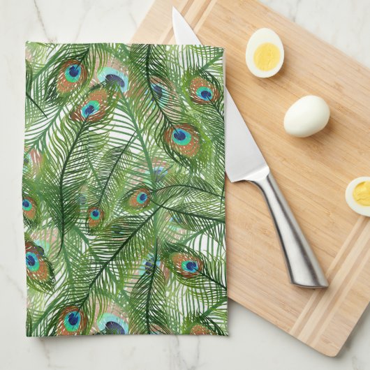 Kitchen Towel Peacock Feathers Theedoek (Quarter Fold)