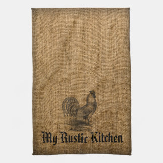 Kitchen Towel Rustic Rooster Burlap Theedoek