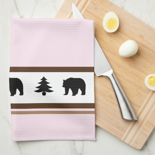 Kitchen Towel-Yellowstone Lodge 3 Beer en Bomen Theedoek (Quarter Fold)