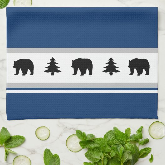 Kitchen Towel-Yellowstone Lodge 3 Beer en Bomen Theedoek (Gevouwen)