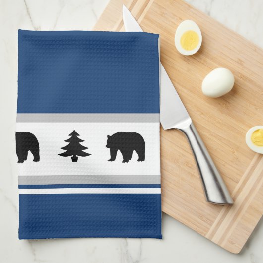 Kitchen Towel-Yellowstone Lodge 3 Beer en Bomen Theedoek (Quarter Fold)