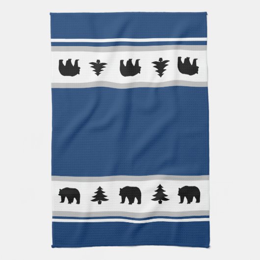 Kitchen Towel-Yellowstone Lodge 3 Beer en Bomen Theedoek (Verticaal)