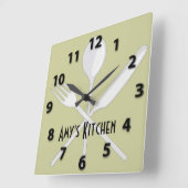 Kitchen Utensils Square Wall Clock Vierkante Klok (Hoek)