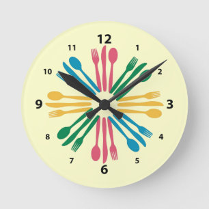 Kitchen Utensils Wall Clock Ronde Klok