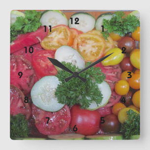 Kitchen Veggie Clock Vierkante Klok