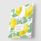 Kitchen wall clock lemons name vierkante klok (Hoek)
