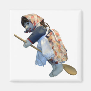 Kitchen Witch Riding Spoon magnet Magneet