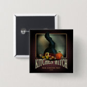 Kitchen Witch Vierkante Button 5,1 Cm (Voorkant /achterkant)