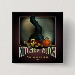 Kitchen Witch Vierkante Button 5,1 Cm