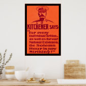Kitchener zegt ~ Brits WW1-Poster Poster (Keuken)