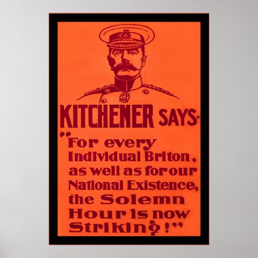 Kitchener zegt ~ Brits WW1-Poster Poster (Voorkant)