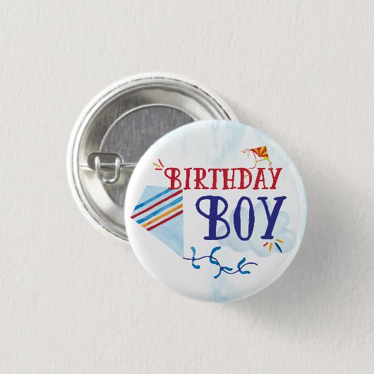 Kite Birthday Boy Button (Voorkant /achterkant)
