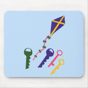 Kite en Keys Whimsical Cartoon Art Muismat