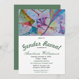 KITE FLYING BABY GENDER REVEAL ARTITY INVITATION KAART