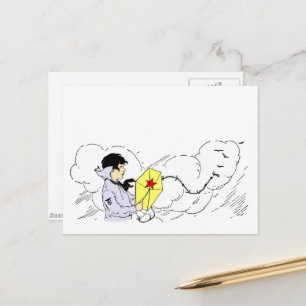 Kite Flying Boy  Art Briefkaart
