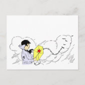 Kite Flying Boy Art Briefkaart (Voorkant)