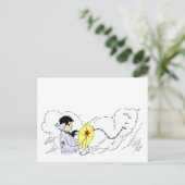 Kite Flying Boy Art Briefkaart (Staand voorkant)