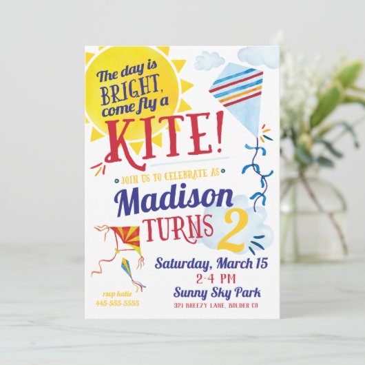 Kite Flying Invitation Anniversaire (Debout devant)