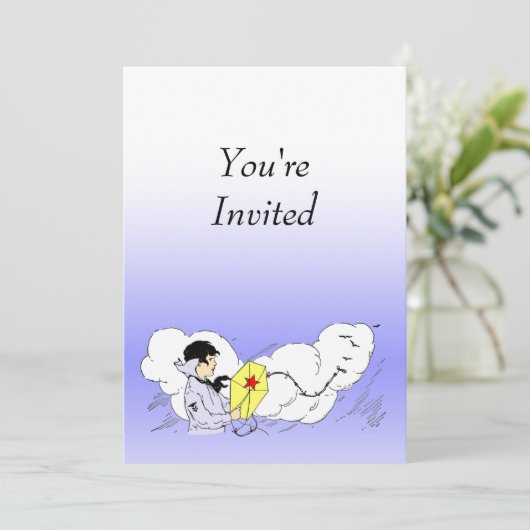 Kite Flying Party Custom Invitation Sjabloon Kaart (Staand voorkant)