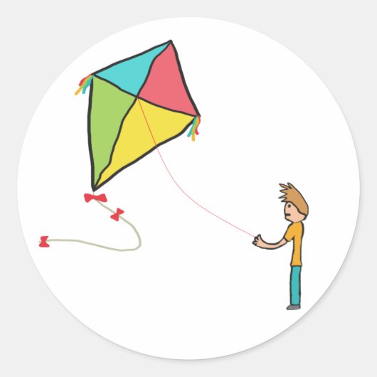 Kite Flying Ronde Sticker (Voorkant)