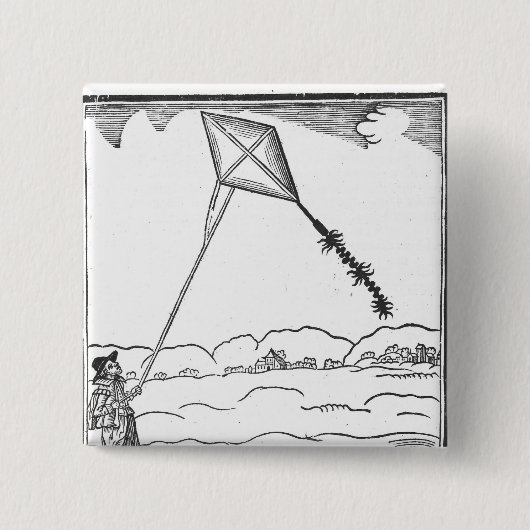 Kite Flying Vierkante Button 5,1 Cm (Voorkant)