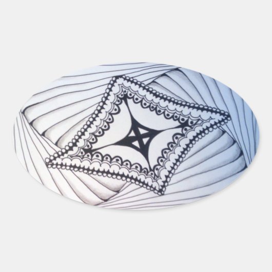 Kite in de Wind Doodle Ovale Sticker (Voorkant)