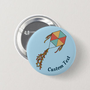 Kite Pictogram Lichtblauw Ronde Button 5,7 Cm