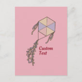 Kite-pictogram roze briefkaart (Voorkant)