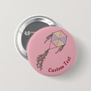 Kite-pictogram roze ronde button 5,7 cm