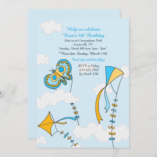 Kite Sky Uitnodiging (Voorkant / Achterkant)